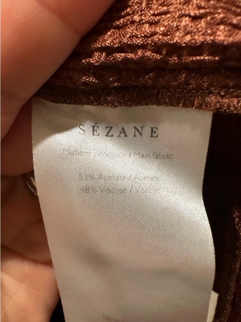 Sézane Paris Textured Rust Midi Dress – Size 38 – Elegant Wrap‑Style Silhouette - Picture 5 of 10